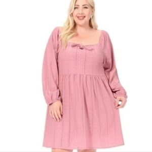 NWOT Vibe Sportswear  Mauve Floral Eyelet Square Neck Dress